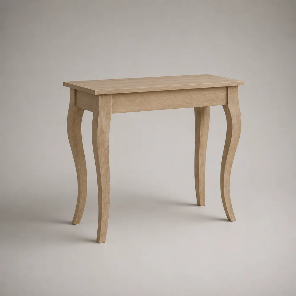 Tavolo consolle rettangolare in legno massello rovere chiaro 120 x 40 x 75 cm