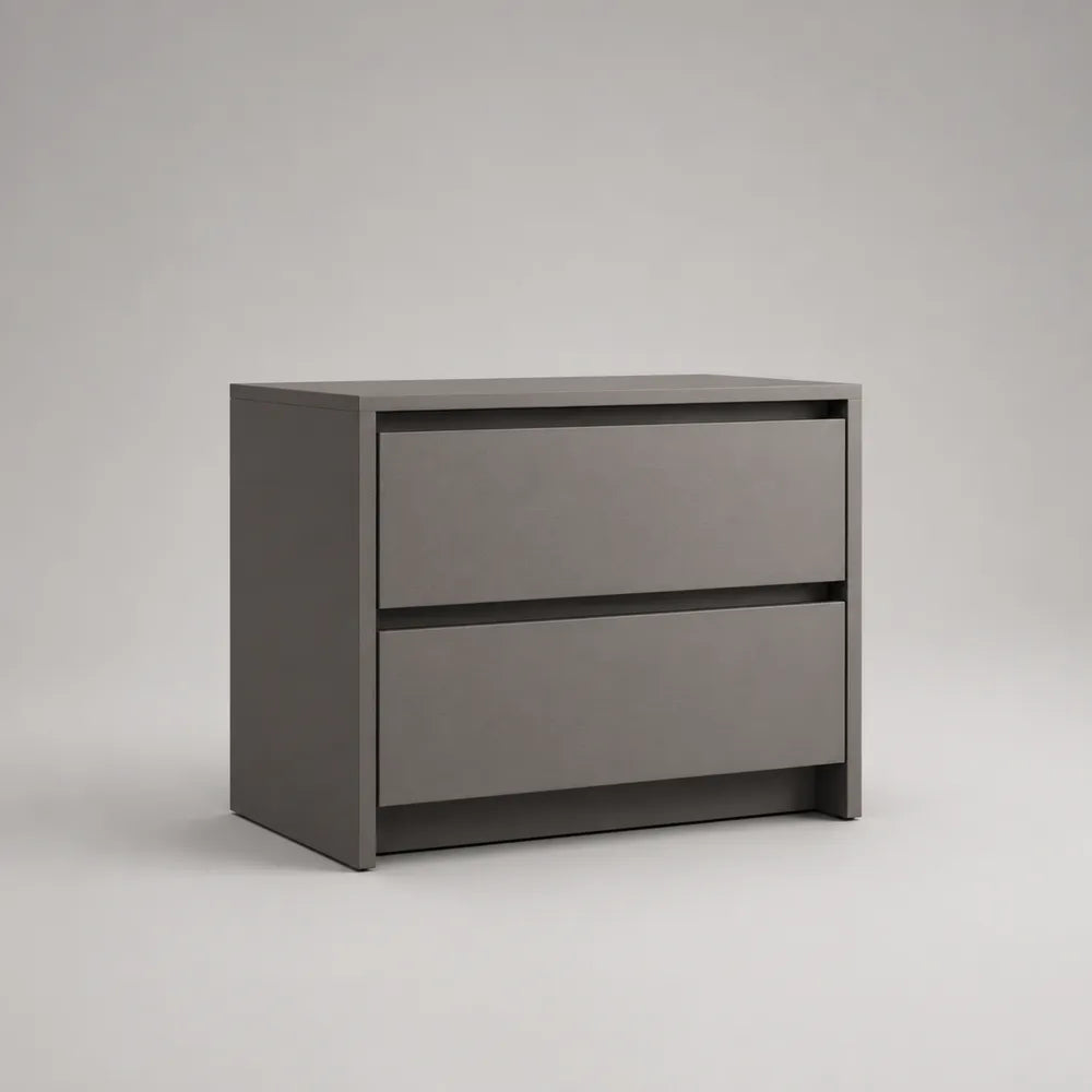 Comodino 2 cassetti in MDF grigio 60x35x45 cm struttura rettangolare